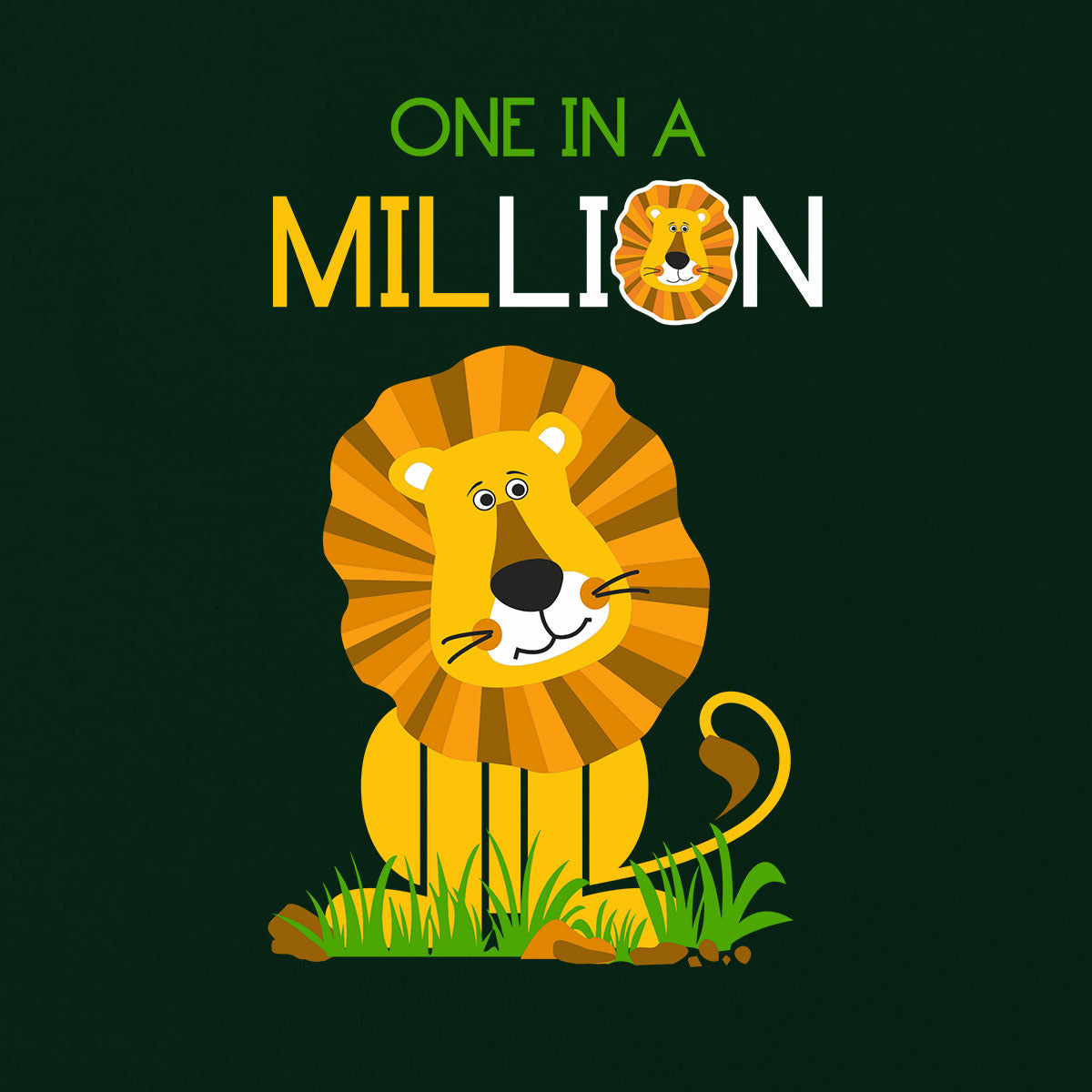 One In A Million - Premium Round Neck Cotton Tees for Kids - Cactus Green And Navy Blue