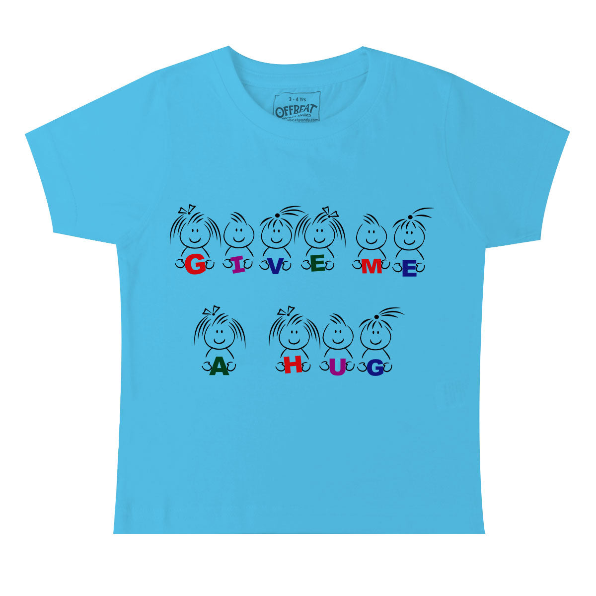 Give me a Hug - Premium Round Neck Cotton Tees for Kids - Sky Blue