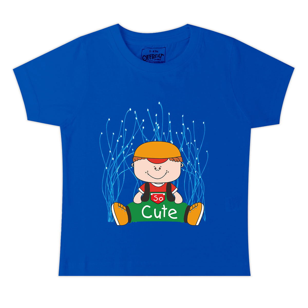 Cute - Premium Round Neck Cotton Tees for Kids - Electric Blue And Red