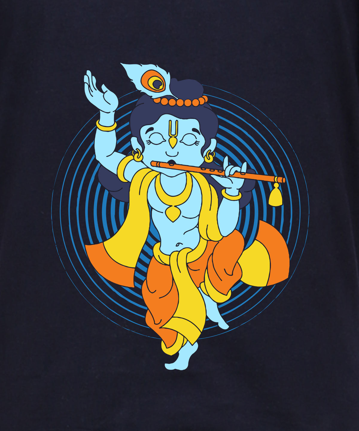 Dancing Krishna - Premium Round Neck Cotton Tees for Juniors - Navy Blue