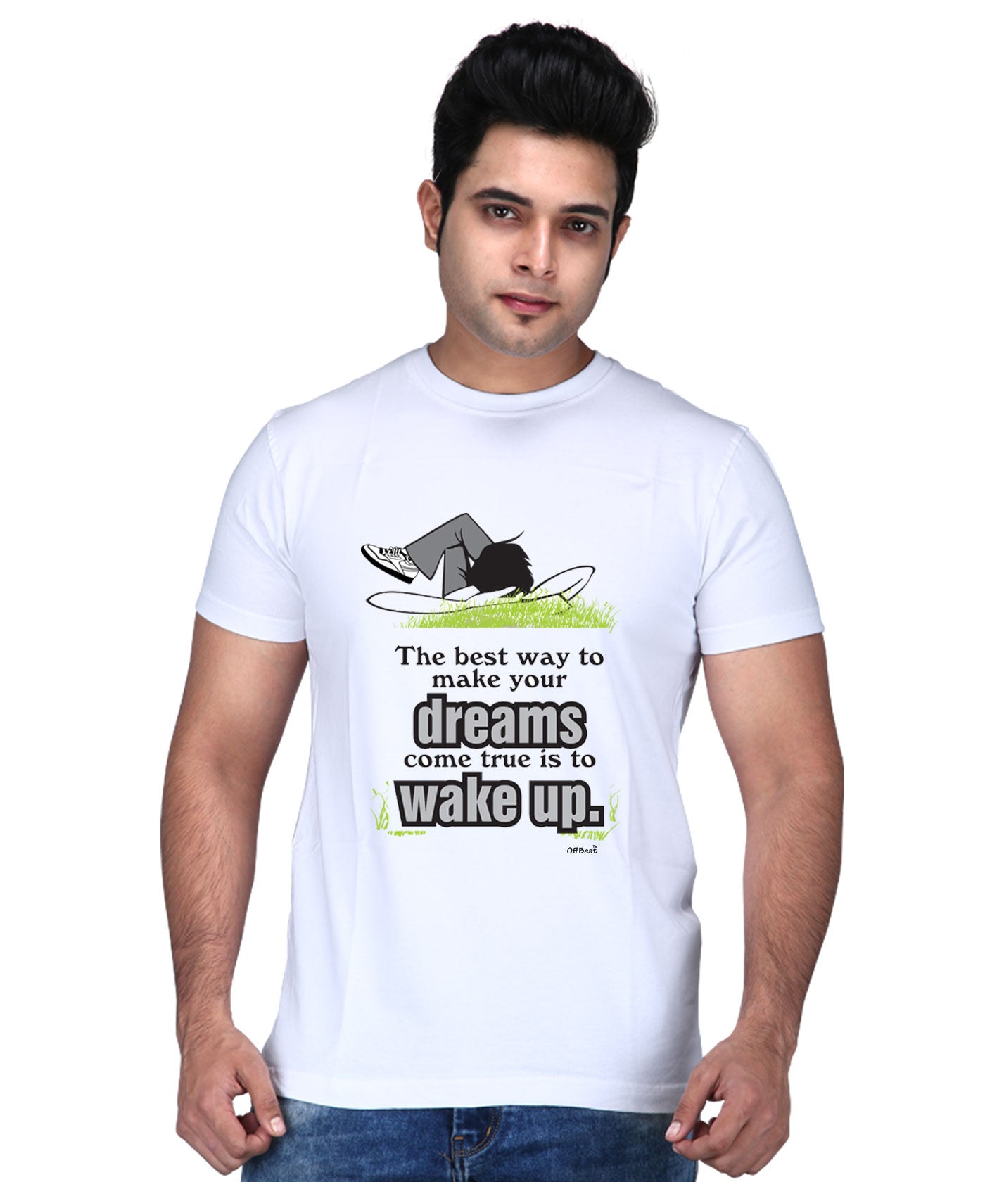 Dreams Come True - Premium Round Neck Cotton Tees for Men - White