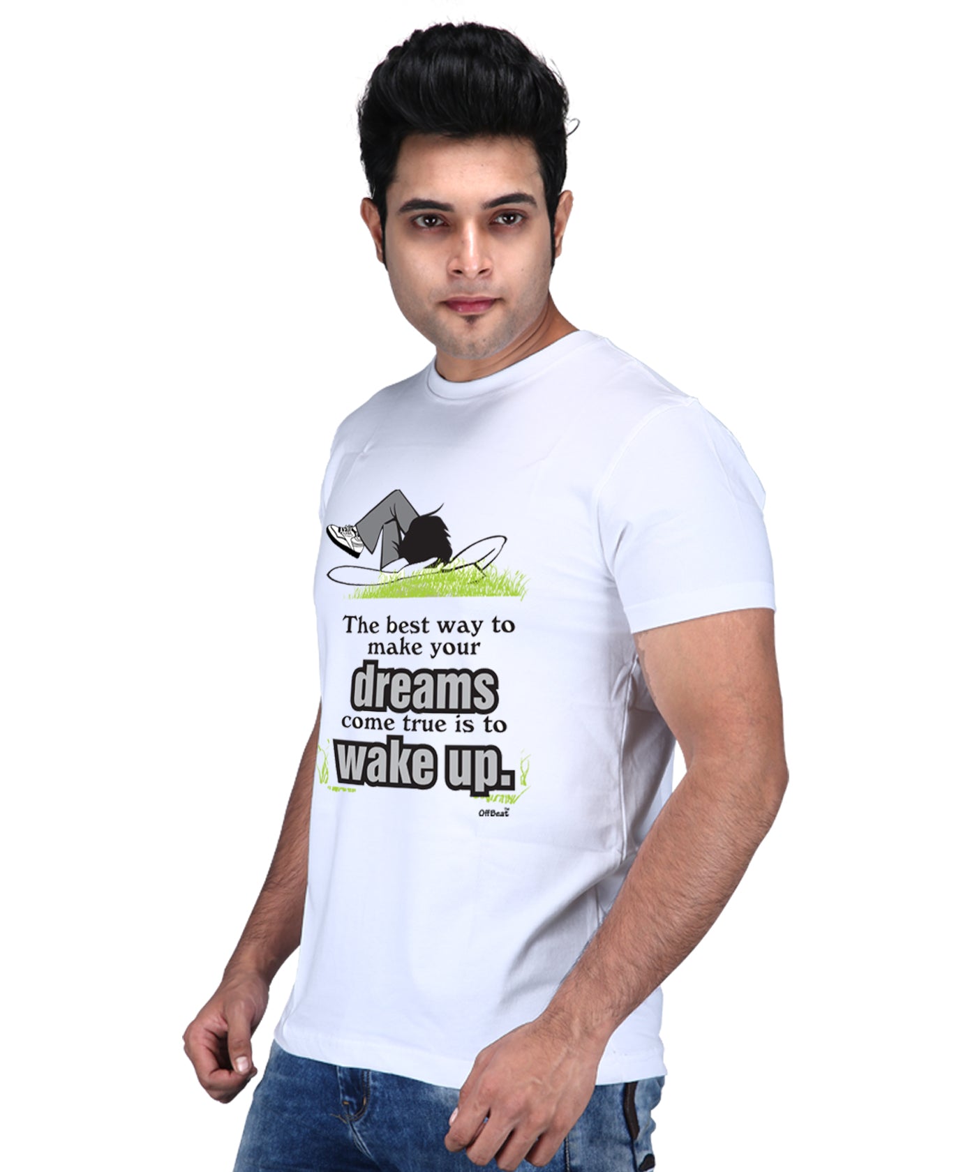 Dreams Come True - Premium Round Neck Cotton Tees for Men - White