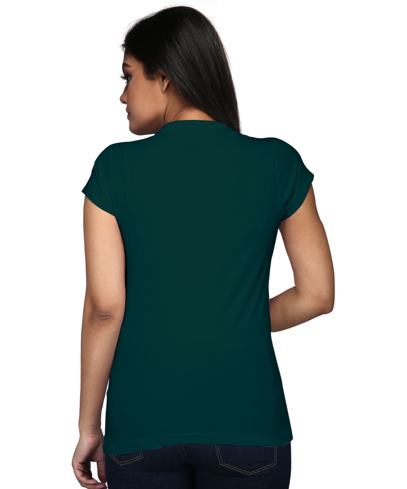 Rose At Right Side - Block Print Tees for Women - Cactus Green